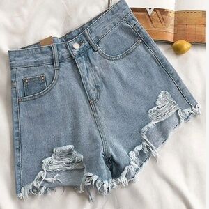 Jean Shorts with Frayed Edges